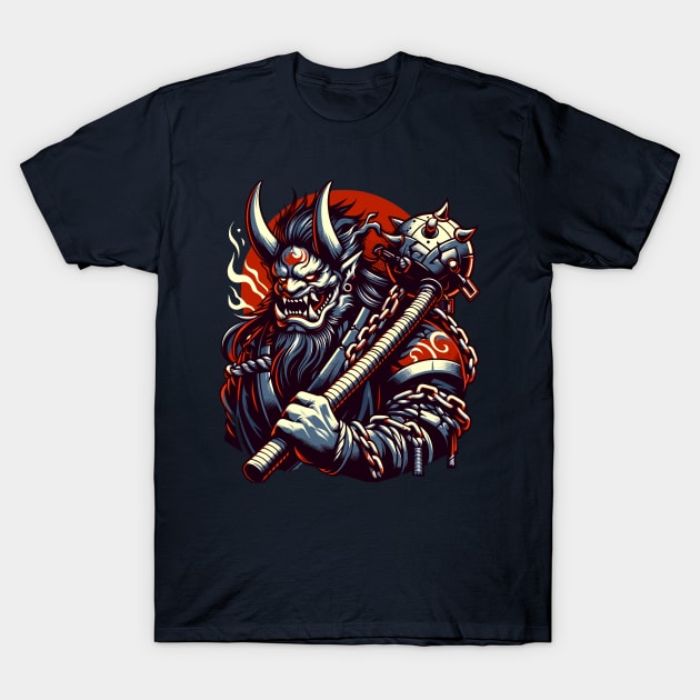 Samurai Oni Warrior - Japanese Folklore Battle Design T-Shirt by SakuraInsights